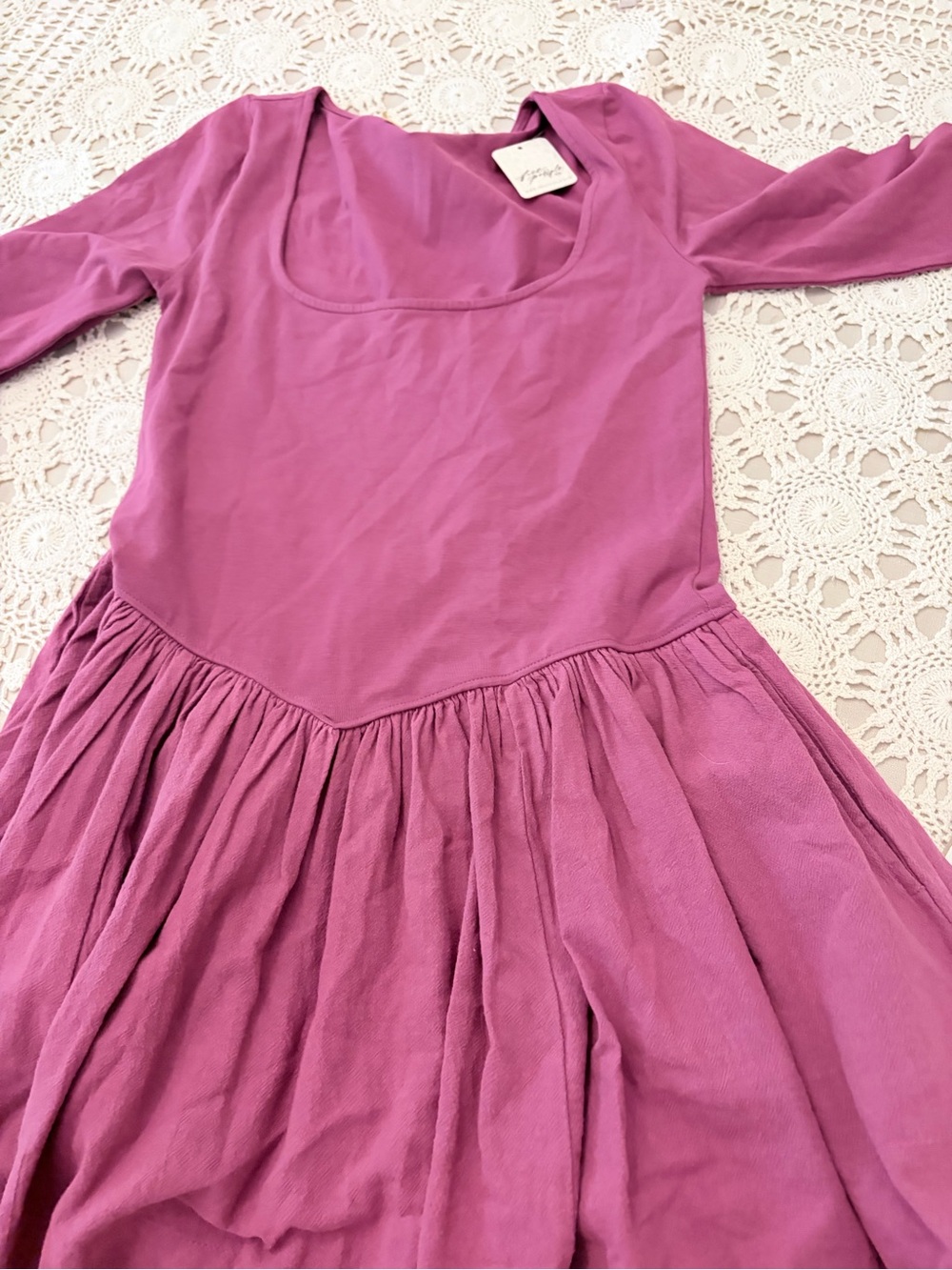 Free People free-est Onda Sleeved Drop Waist Mini Dress M Purple Magenta NWT